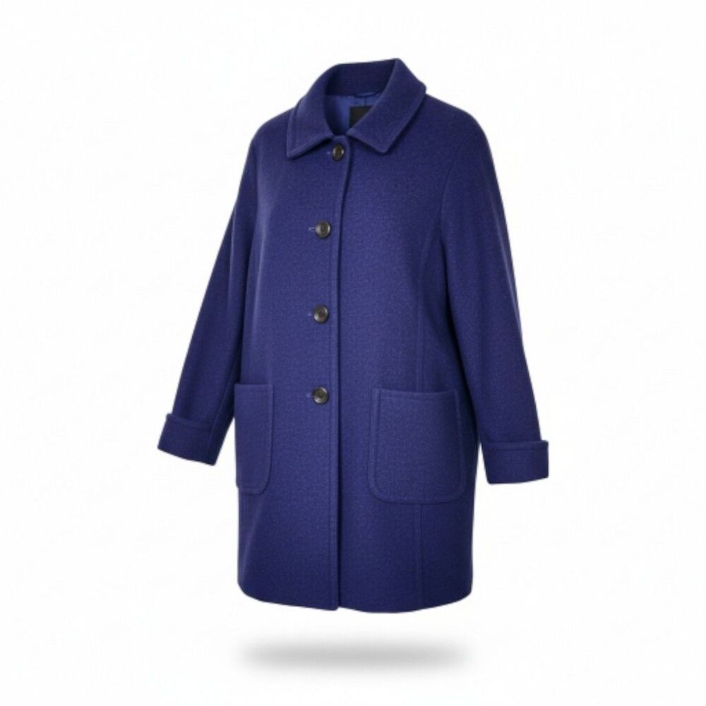 Lands' End Women's 20W Plus Size Royal Purple Wool Blend Coat Jacket Rayon Lined